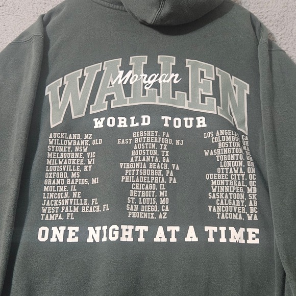 Morgan Wallen One Night At A Time Tour 2024 Hoodie Sweatshirt Green Men's Large - Picture 3 of 9